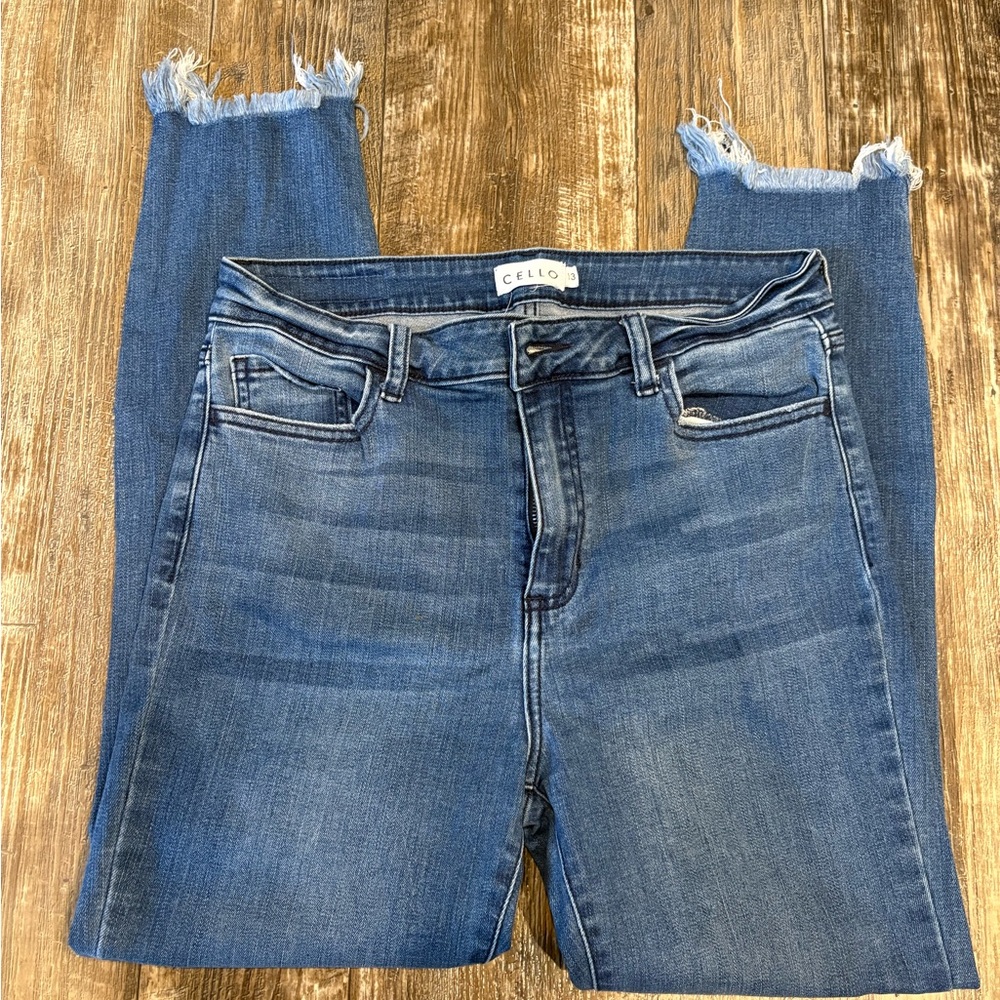 Cello Women's Distressed Ankle Jeans - Dark Blue